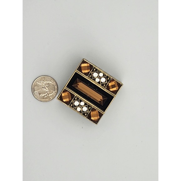 Jeweled Trinket Box Lidded Enameled Inside Beveled Rhinestones‎ Vtg Magnetic Lid - Picture 3 of 10